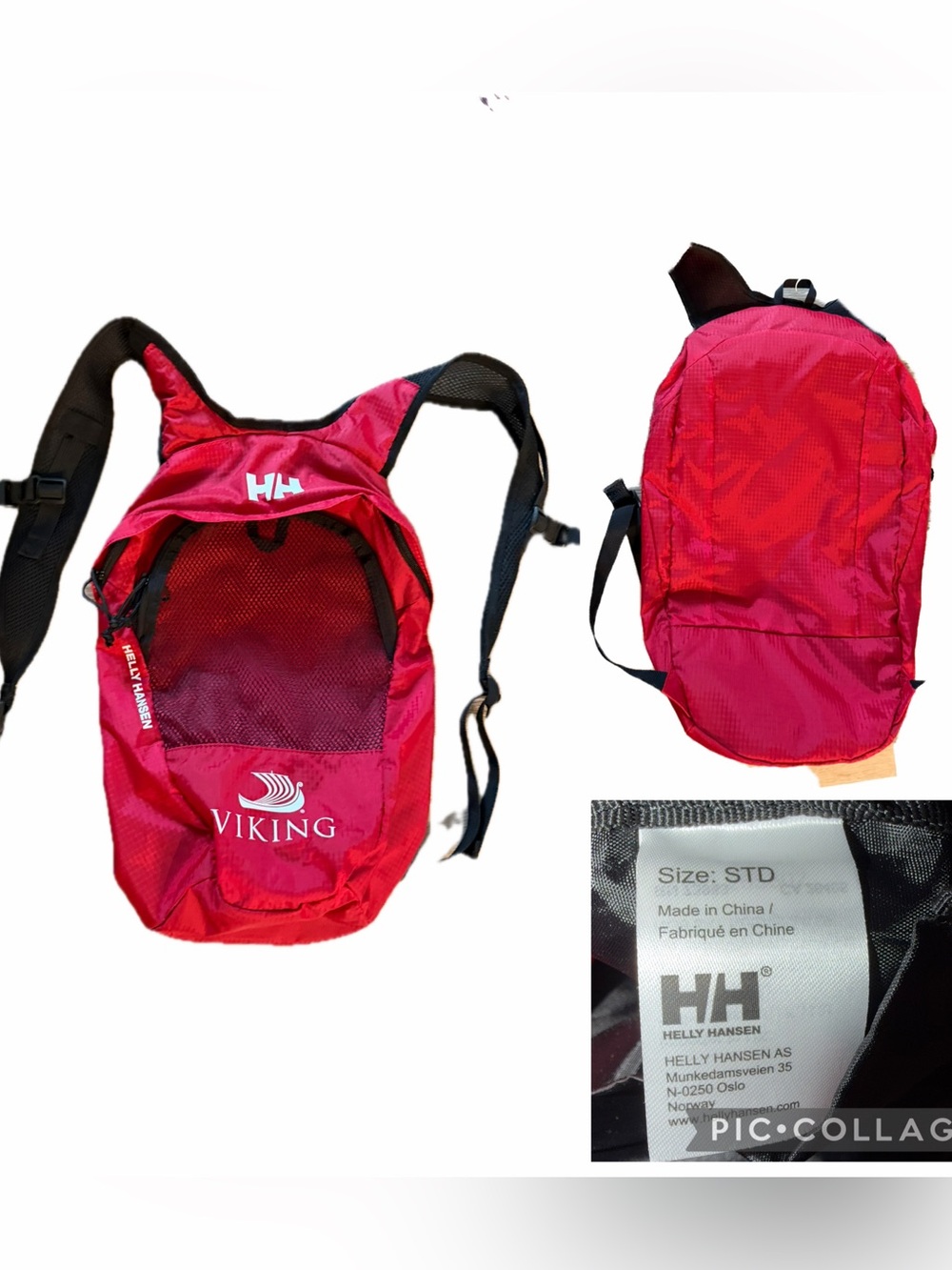 NWOT Helly Hansen Red Packable Backpack with Viking Cruise Line Logo